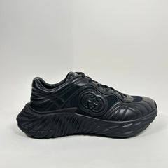 Gucci Black Interlocking G Ripple Mesh Sneaker Size GG 9.5