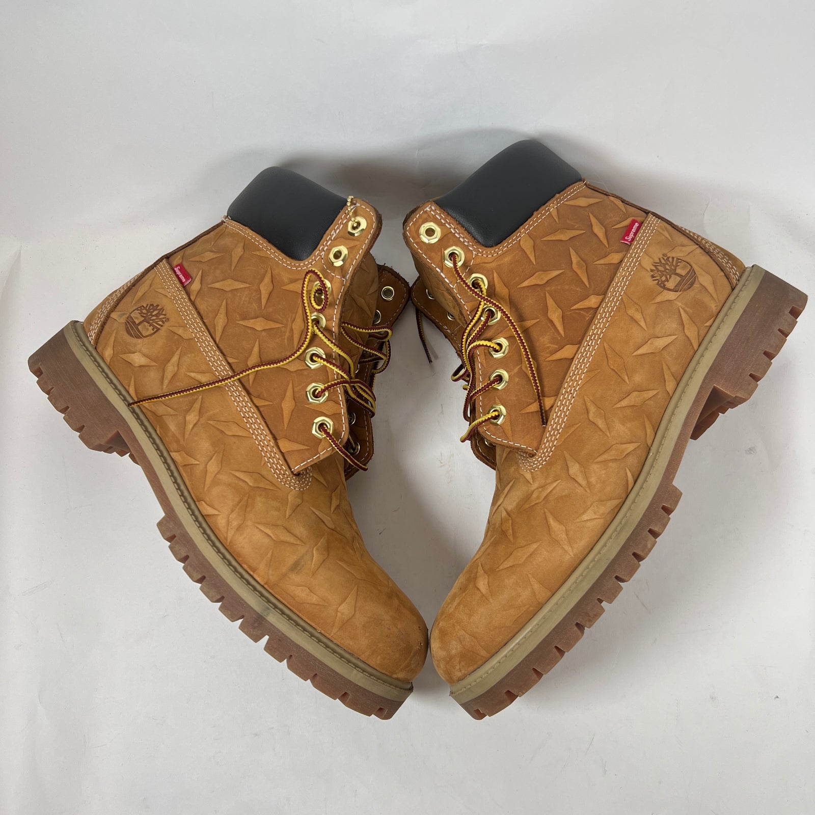 Supreme x Timberland Wheat Diamond Plate 6" Premium Waterproof Boots Size 8.5