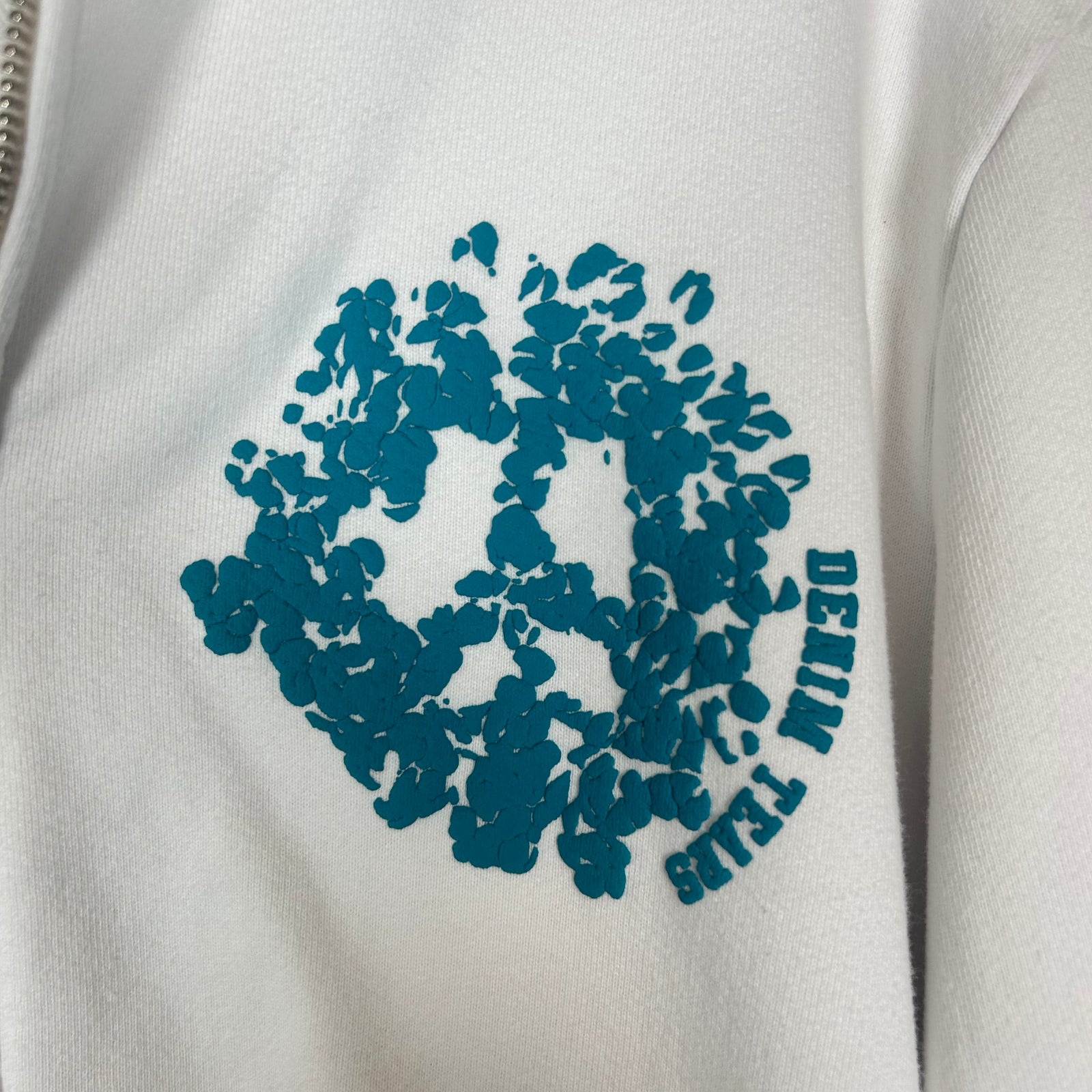 Denim Tears White/Teal University Zip-Up Hoodie Size XL