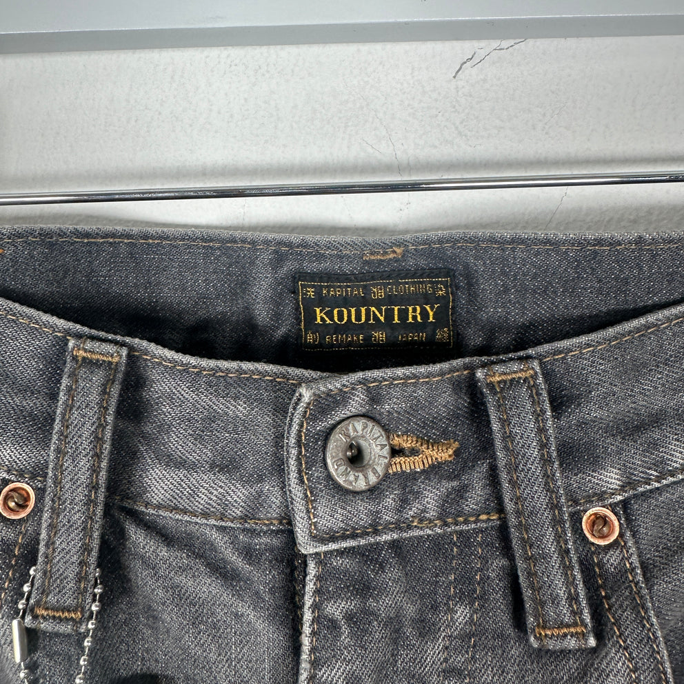 Kapital Washed Grey Bone Denim Shorts Size 32