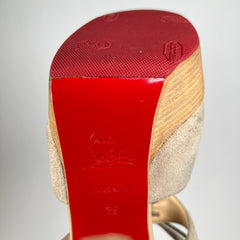 Christian Louboutin Beige Lasagi 140 Suede Slingback Pumps Size 39