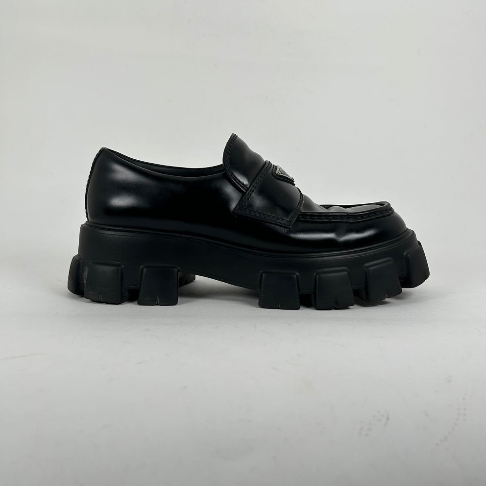 Prada Black Leather Monolith Sneakers Size 10