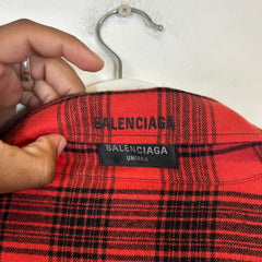 Balenciaga Red Plaid Reversible Flannel Size L