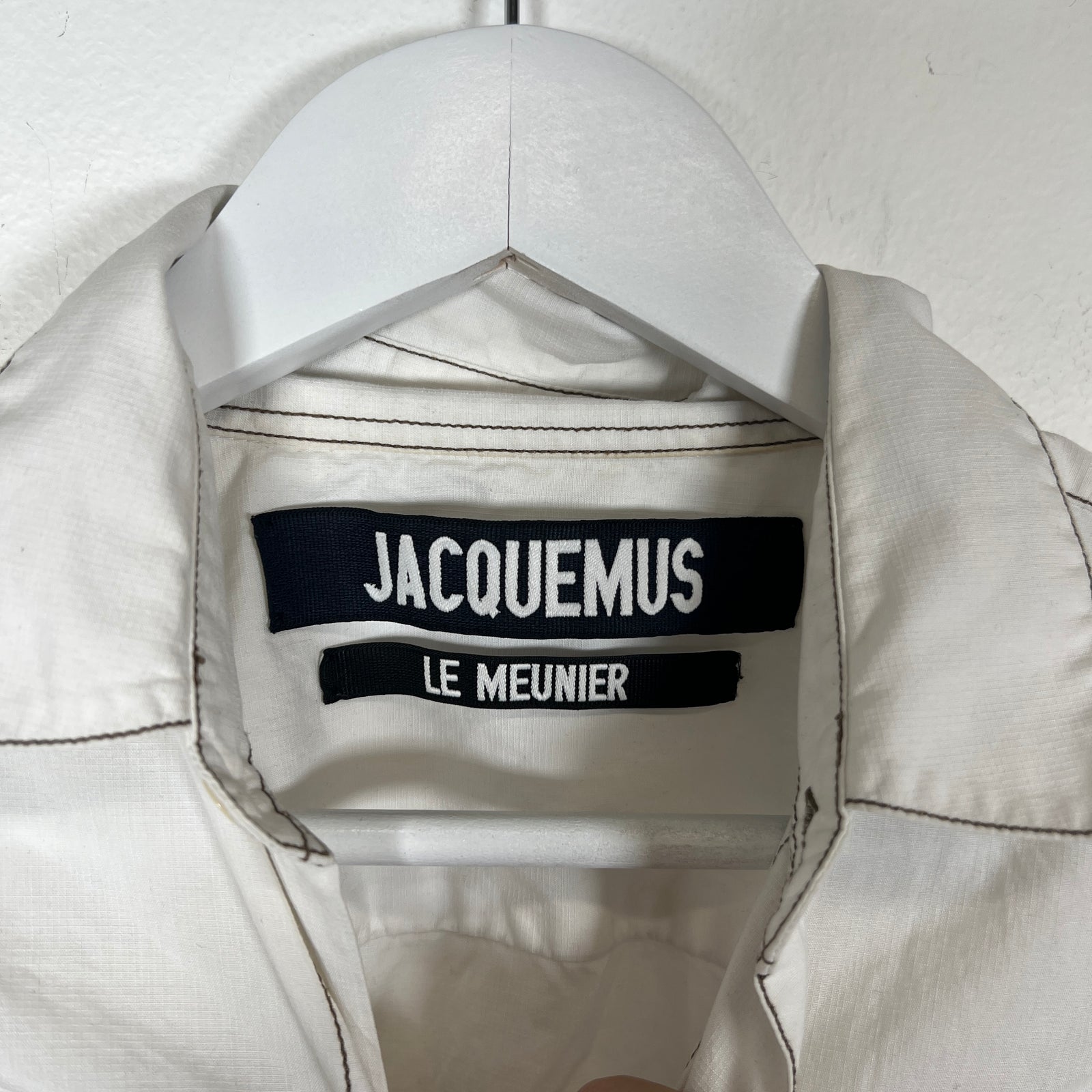 Jacquemus White/Brown Stitching Button Up Sz S