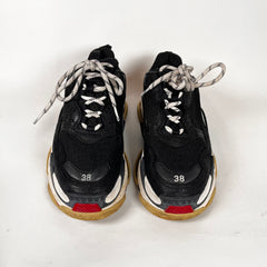 Balenciaga Black/Red Triple S Sneakers Size 38