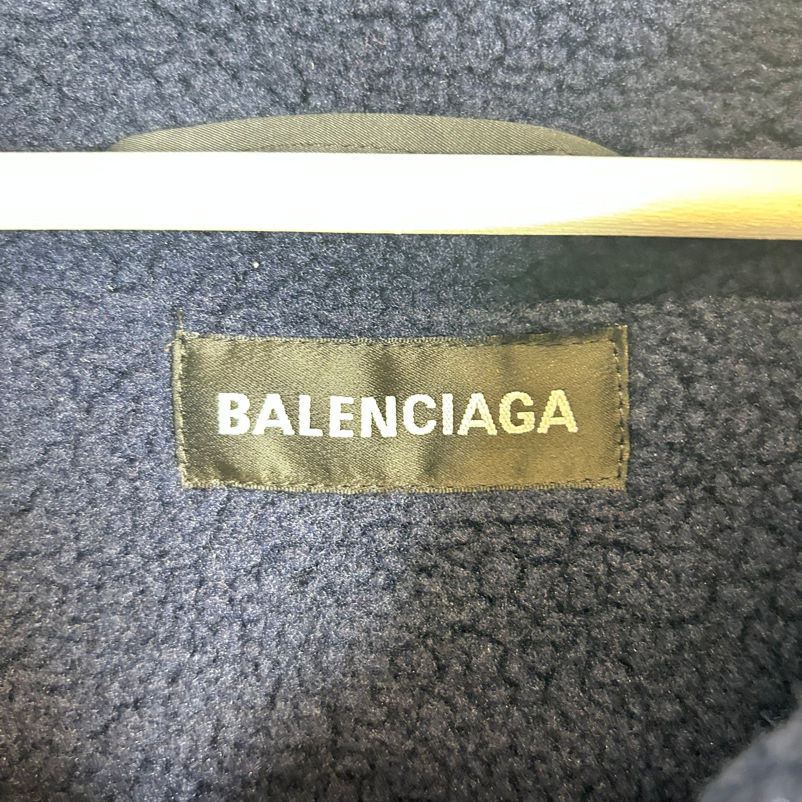 Balenciaga Navy Sherpa Half Zip Jacket Size 54