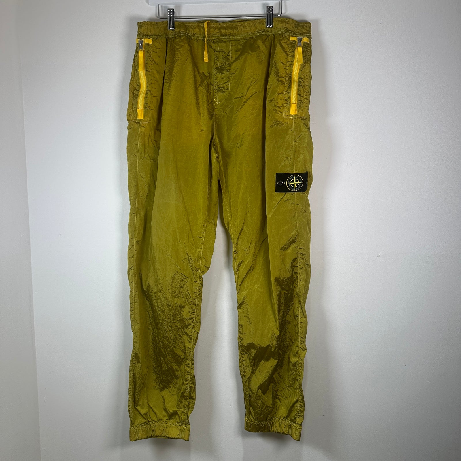 Stone Island Mustard Yellow Nylon Cargo Pants Size 36