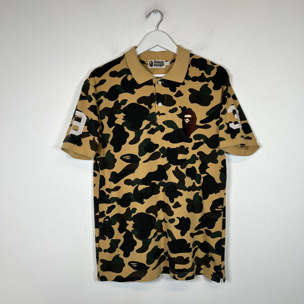 Bape Camo Ape Head Polo Shirt Size L