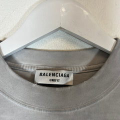 Balenciaga Grey Metal Logo T-Shirt Size 2