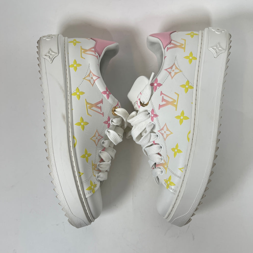 Louis Vuitton Pink/Yellow Timeout Sneakers Size 38
