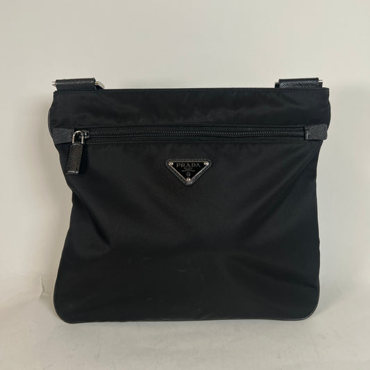 Prada Black Tessuto Nylon Messenger Bag