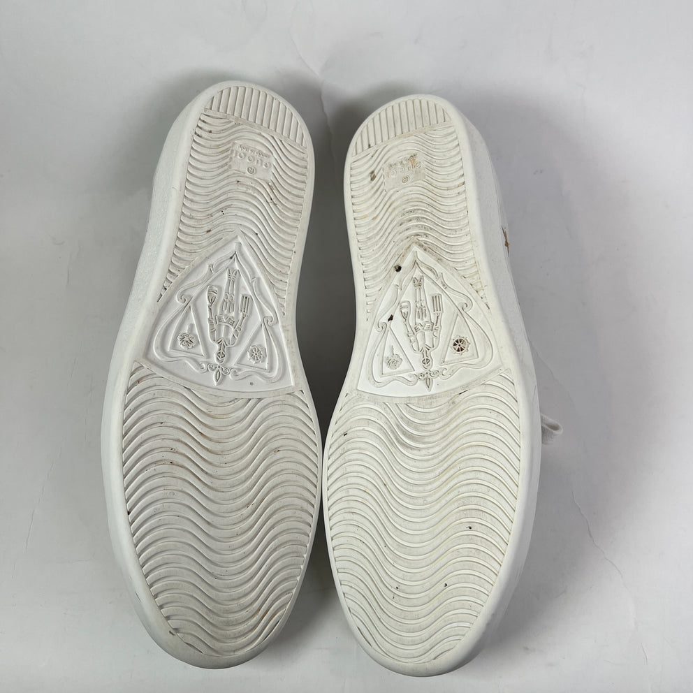 Gucci White Bees & Stars Embroidered Ace Sneaker Size GG 9.5