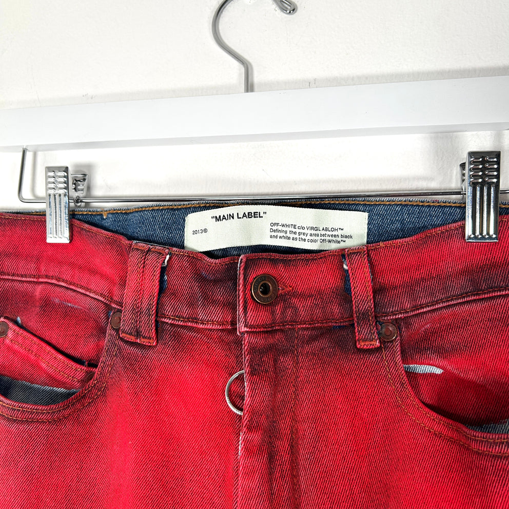 Off-White Red 'Arrow' Denim Jeans Size 30