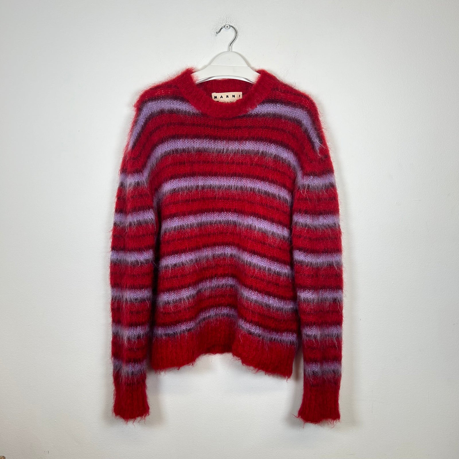 Marni Red/Purple Striped Mohair Sweater Size M