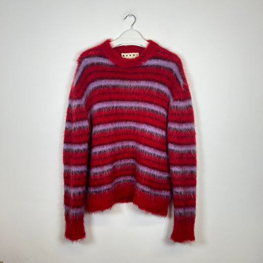 Marni Red/Purple Striped Mohair Sweater Size M