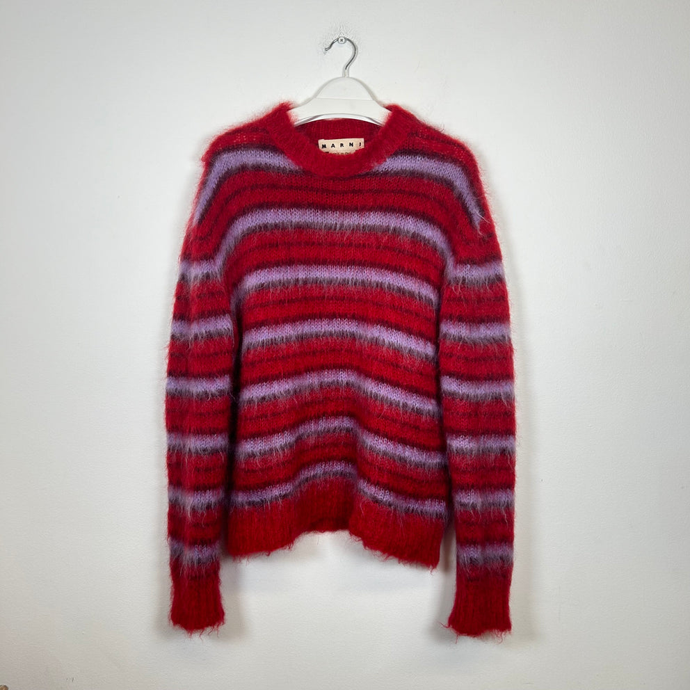 Marni Red/Purple Striped Mohair Sweater Size M