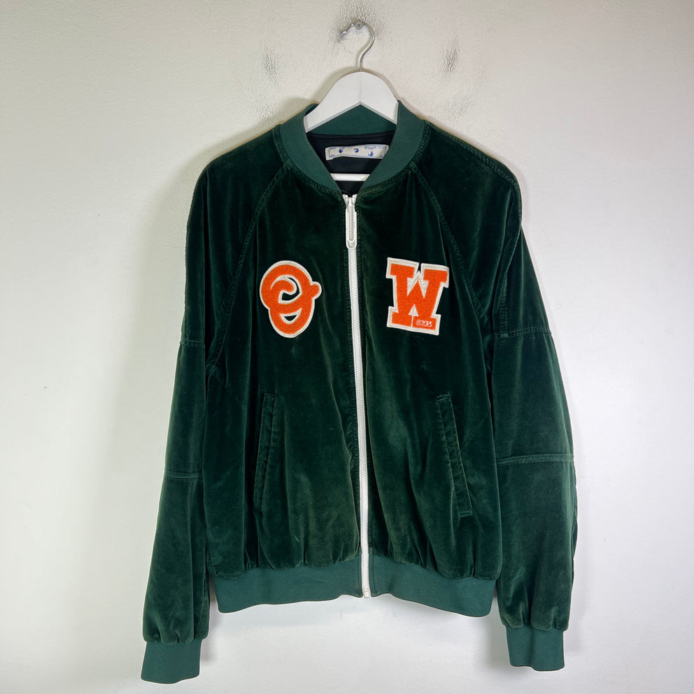 Off-White Velvet Barrel Zipped Bomber Jacket