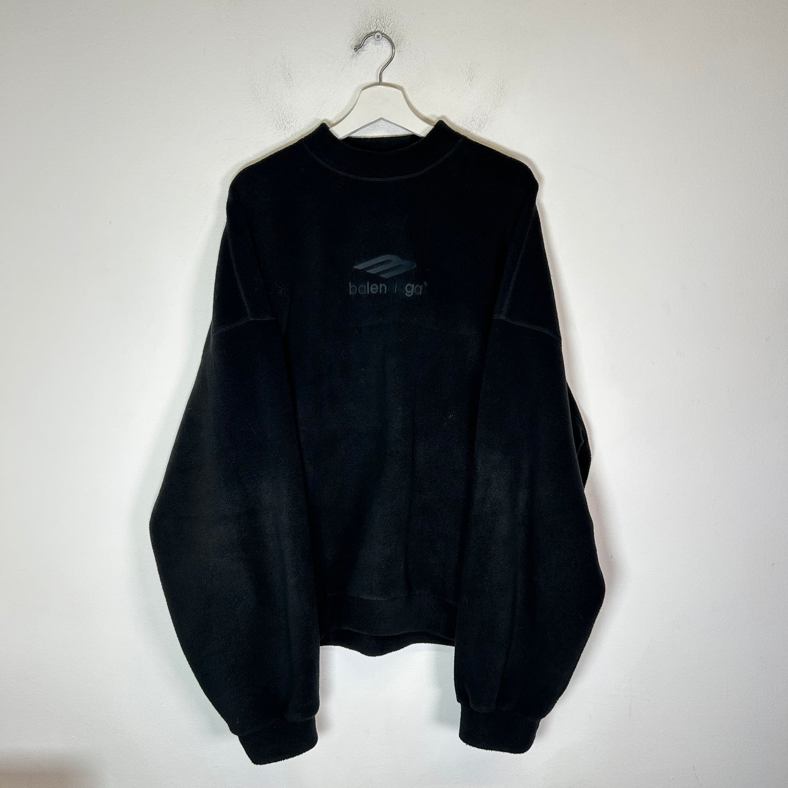 Balenciaga Black 3B Sport Icon Oversized Fleece Crewneck Size XXS