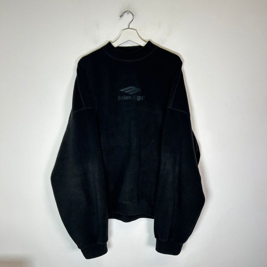 Balenciaga Black 3B Sport Icon Oversized Fleece Crewneck Size XXS