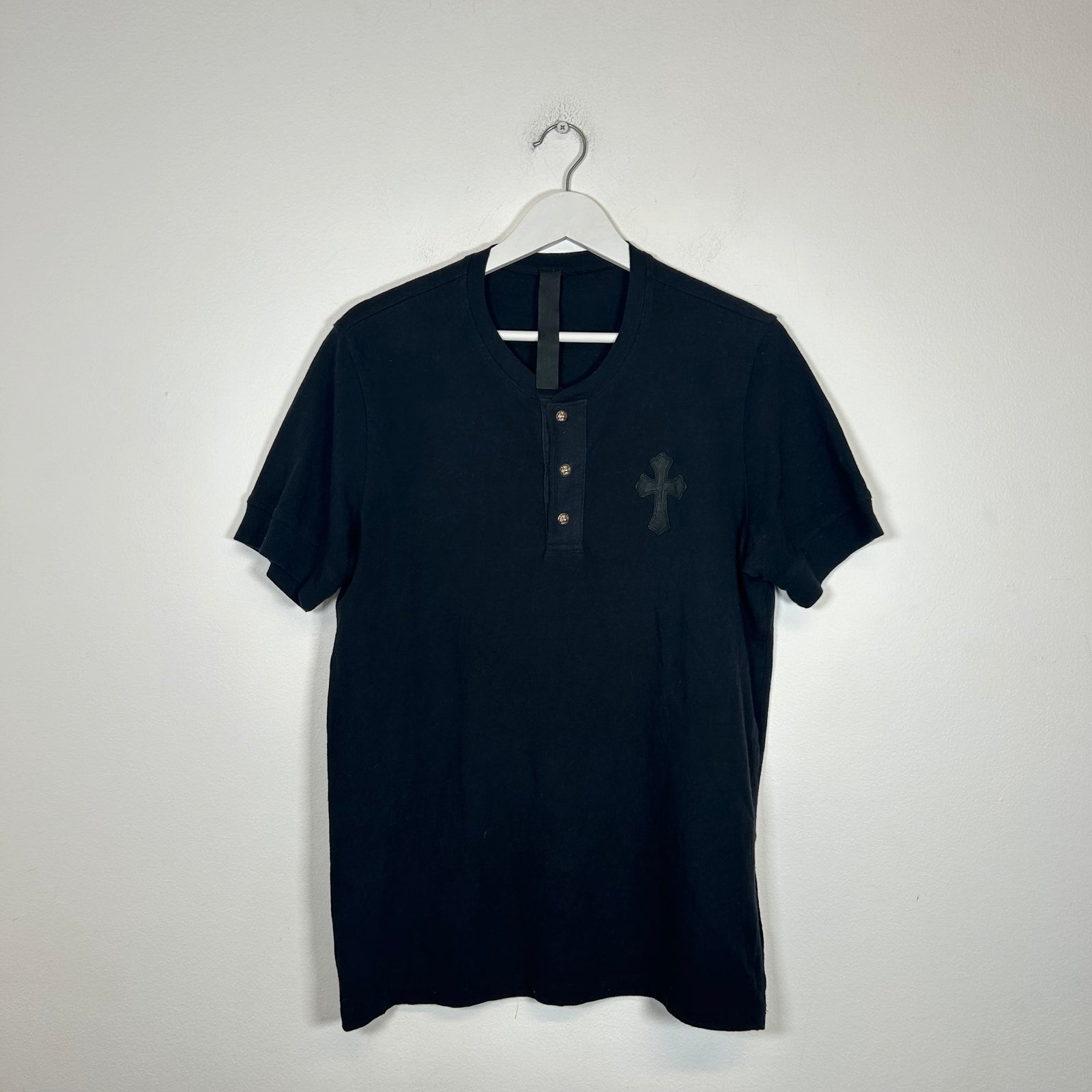 Chrome Hearts Black Leather Cross Patch T-shirt Size M
