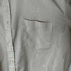 Saint Laurent Cream Striped 'YSL' Button-Up Shirt Size M