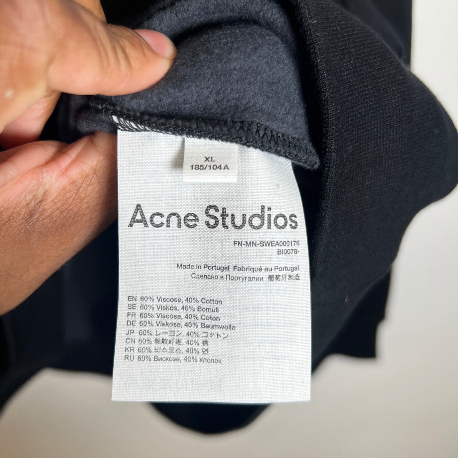 Acne Studios Black Mock Neck Logo Sweater Size XL