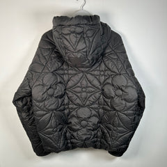 Louis Vuitton Black Flower Monogram Quilted Reversible Puffer Size 52