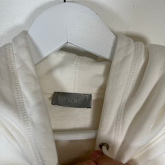 Dior White Flowers Embroidered Hoodie Size M
