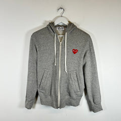 CDG Play Grey Zip-Up Hoodie Size S