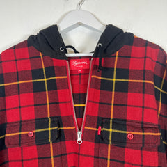 Supreme Hooded Plaid Half Zip Flannel Size XL