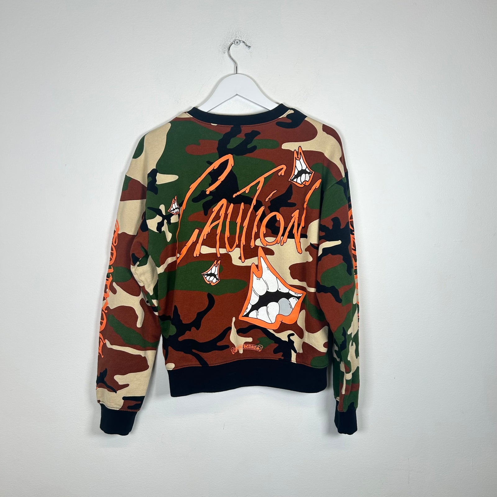 Chrome Hearts Camo Matty Boy Caution Crewneck Size M