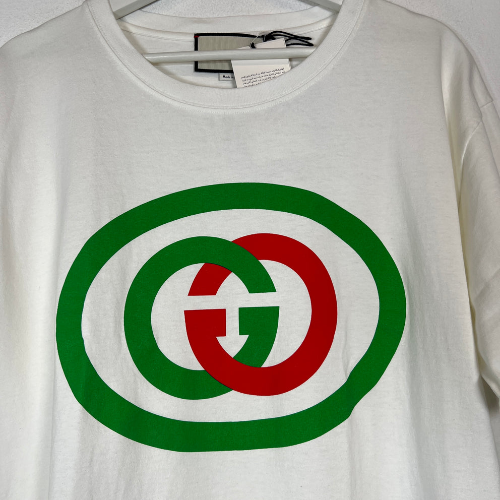 Gucci White Classic GG Oval Logo T-Shirt Size L