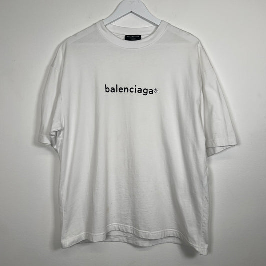 Balenciaga White Logo T-Shirt Size M