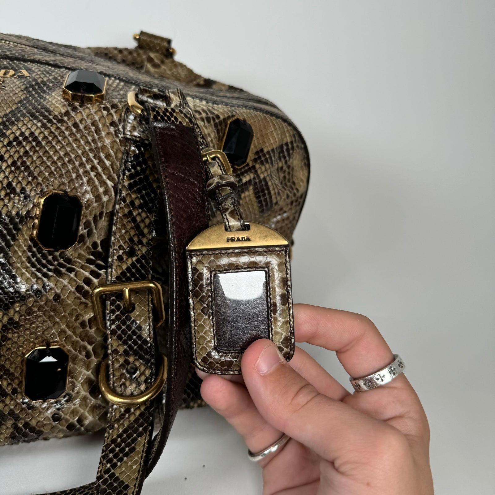 Prada Python Pione Pietre Shoulder Bag