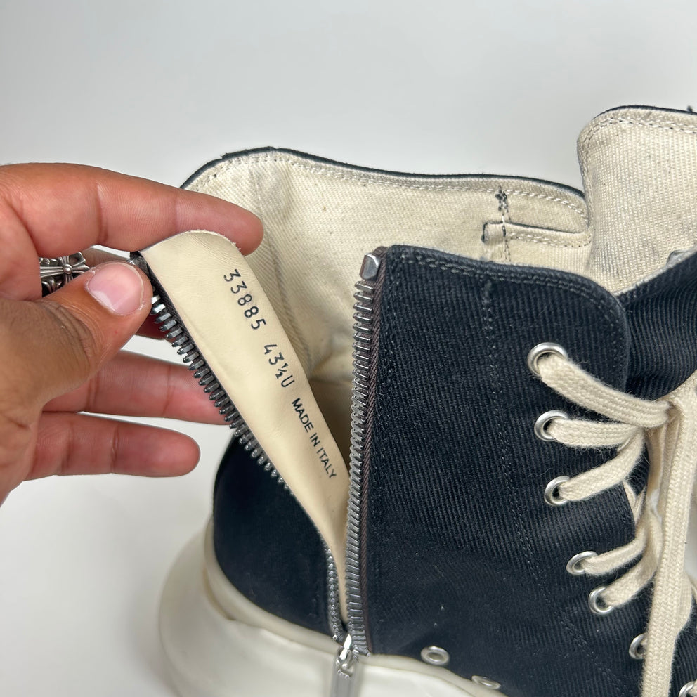 Rick Owens Black/Milk High-Top Abstract Ramones Size 43.5