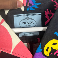 Prada Multi Color Double Match Camp Collar Size XXL
