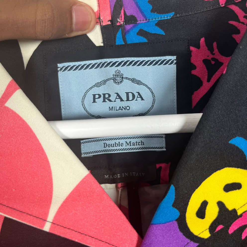 Prada Multi Color Double Match Camp Collar Size XXL
