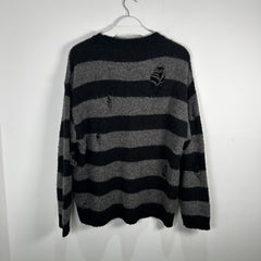 Number (N)ine Striped Black/Grey Distressed Sweater Size 3