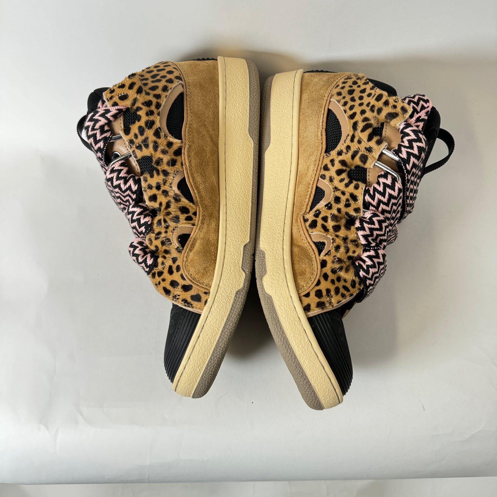 Lanvin Cheetah/Pink Curb Sneakers Size 43