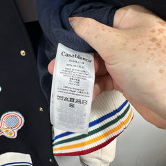 Casablanca 2024 Black 'Chenille' Embroidered Patch Varsity Jacket Size XL