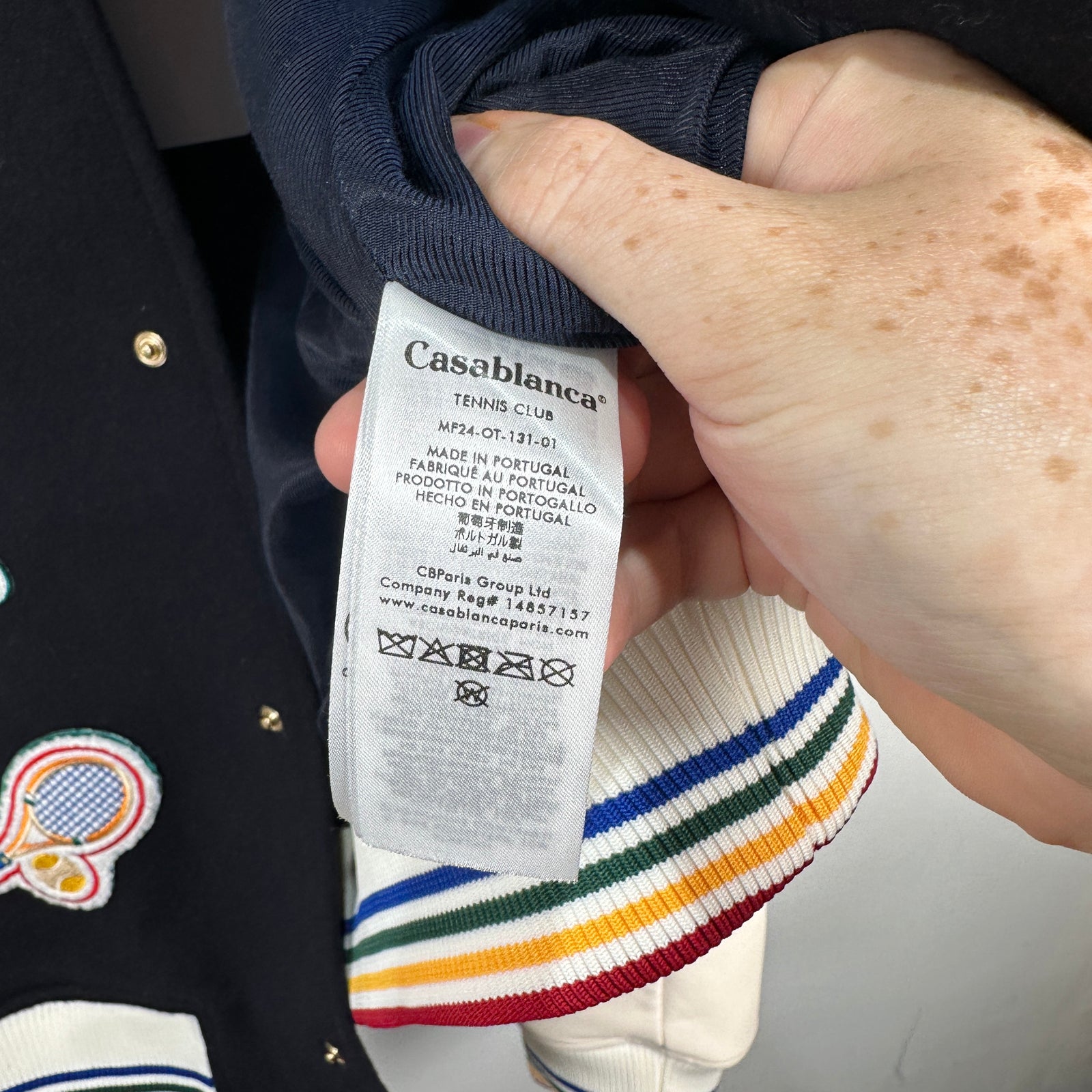 Casablanca 2024 Black 'Chenille' Embroidered Patch Varsity Jacket Size XL