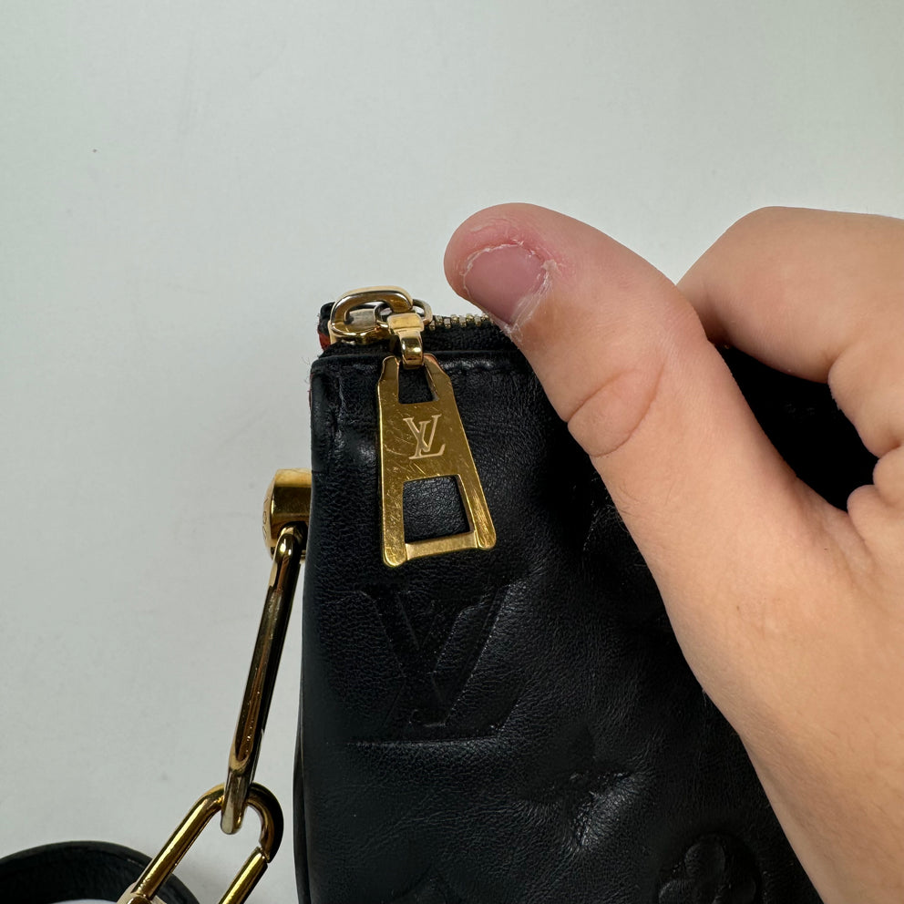 Louis Vuitton Black Lambskin Embossed Coussin BB Bag