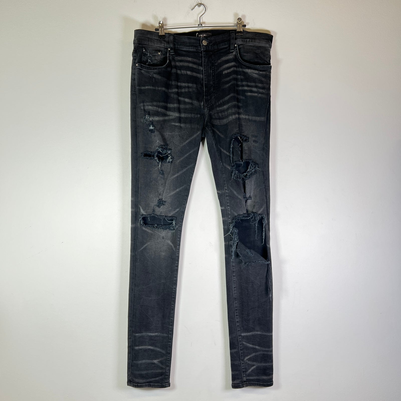 Amiri Black Washed Distressed Jeans