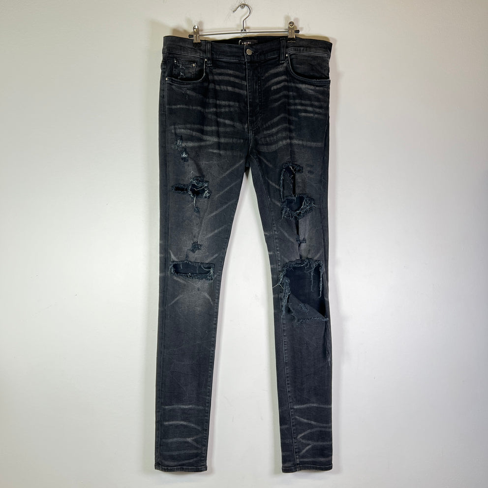 Amiri Black Washed Distressed Jeans