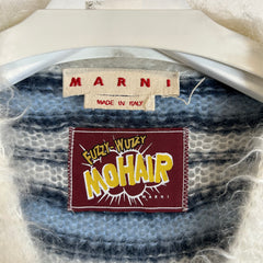 Marni Blue Striped Mohair Cardigan Size 46