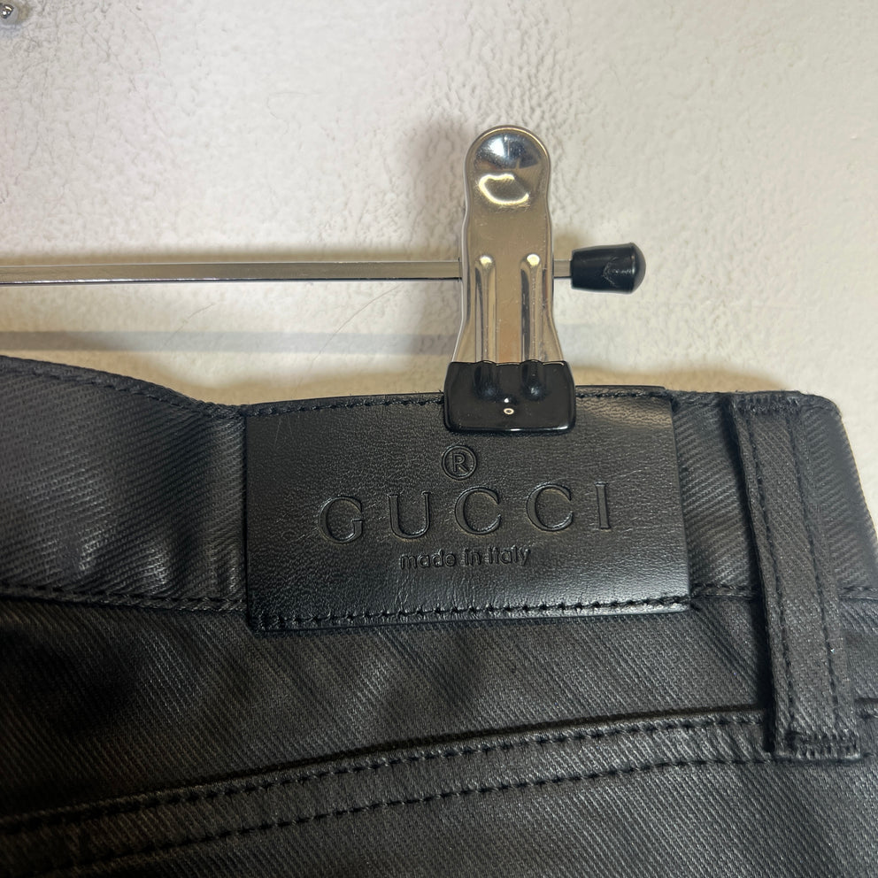 Gucci Black Waxed Horsebit Jeans