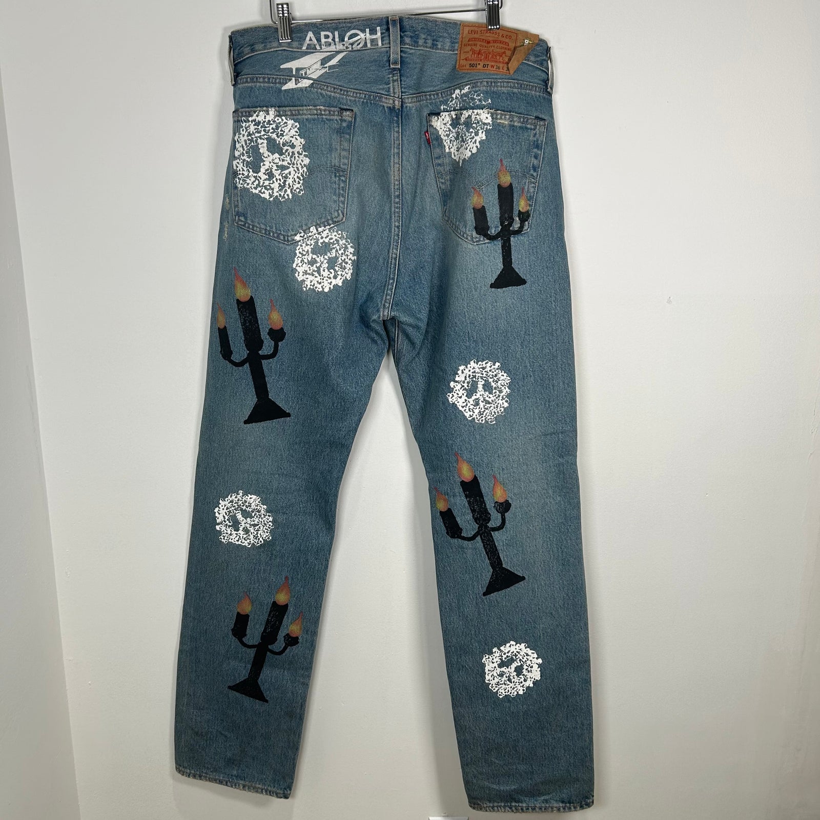 Off-White Levi's x Denim Tears 501 "Message In A Tear" Blue Jeans Size 36