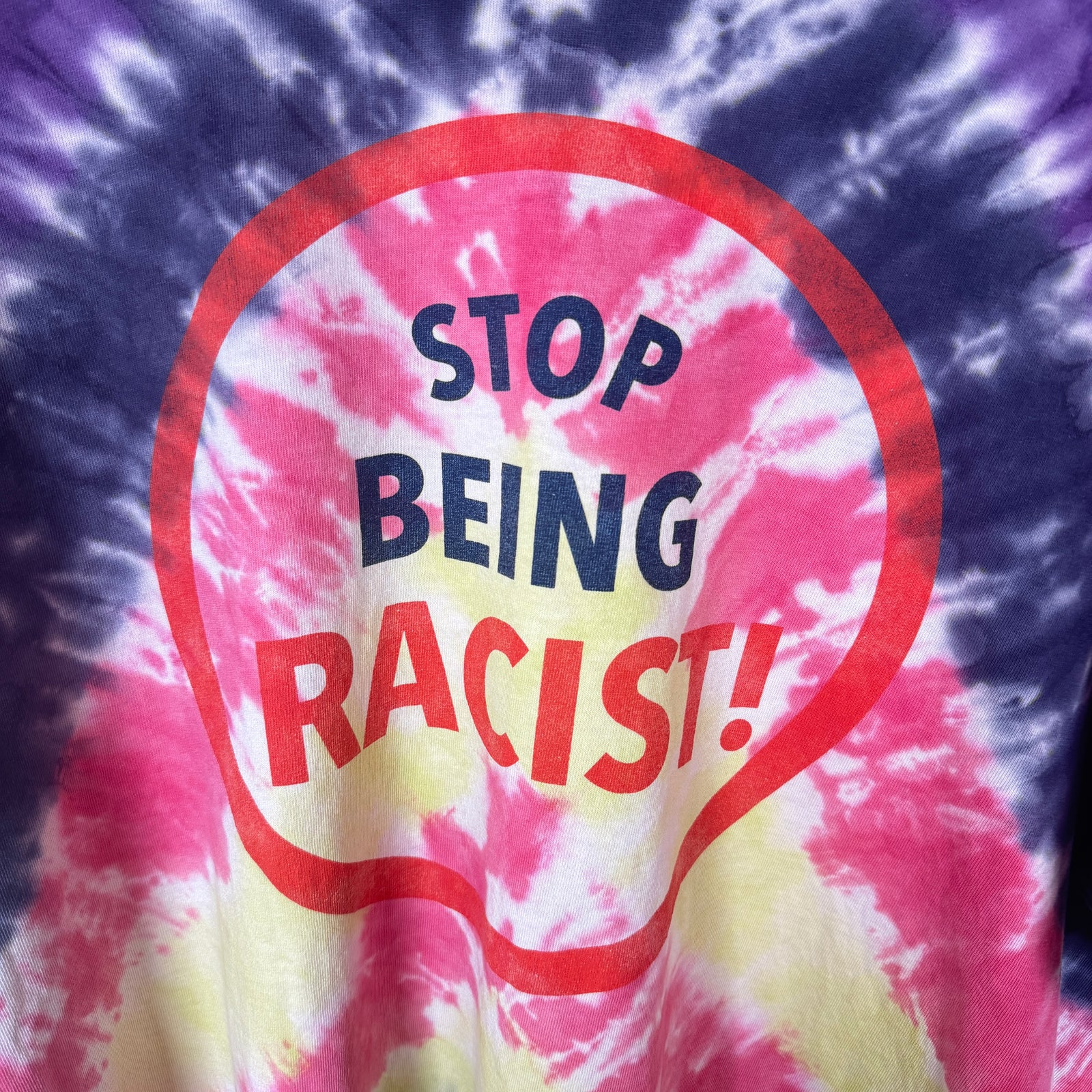 Gallery Dept Tie-Dye "Stop Being Racist" T-shirt Size XL