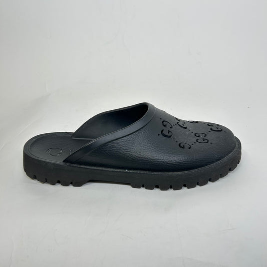 Gucci Black GG Rubber Sandals Size GG 8