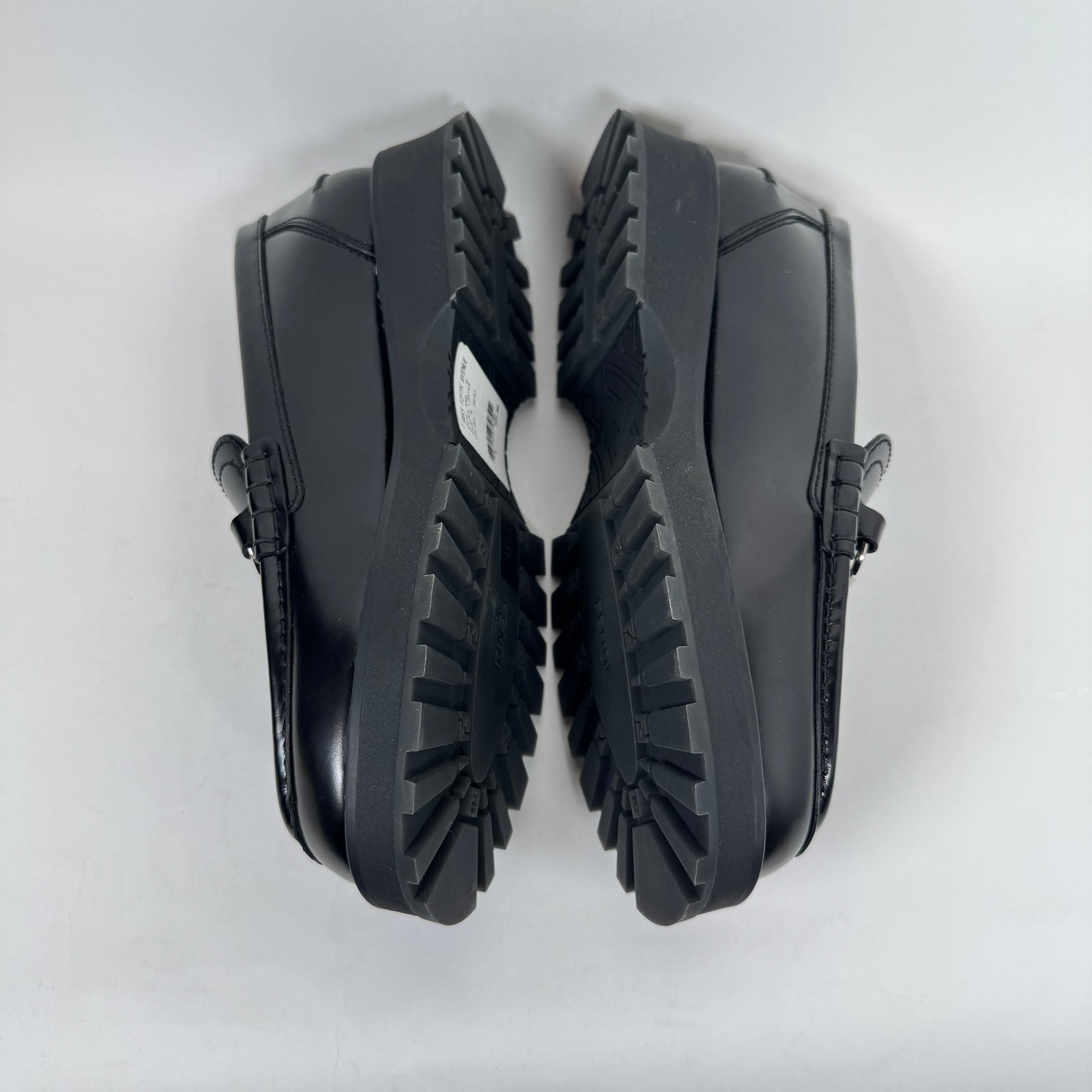 Fendi Black Leather O'Lock Loafers Size 6